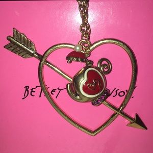 Betsey Johnson cupids heart and teapot necklace